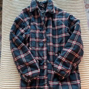 TNA Red and Navy Plaid Coaches Jacket